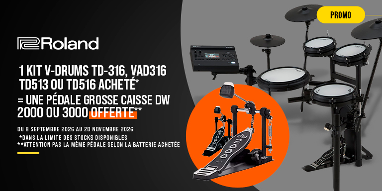 <b><center>ROLAND V-DRUMS ACHETÉE = PÉDALE DW OFFERTE</center></b>