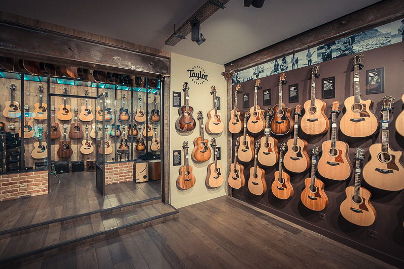 mur de guitares taylor magasin star's music paris