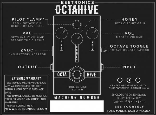 Pédale overdrive / distortion / fuzz Beetronics Octahive Fuzz + Octave-Up