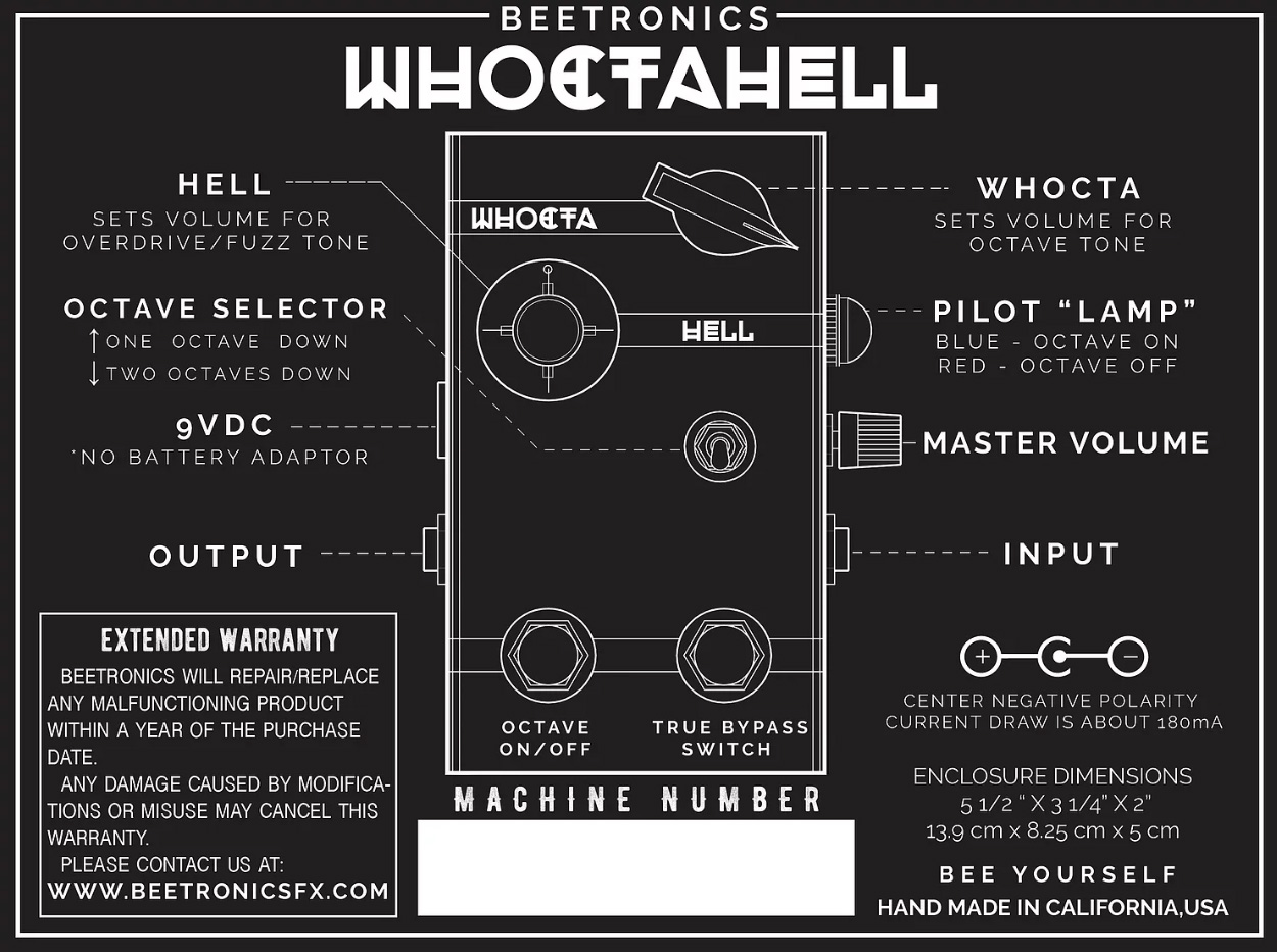Beetronics Whoctahell Fuzz + Octave-down - PÉdale Overdrive / Distortion / Fuzz - Variation 4