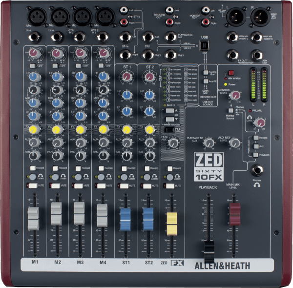 Table de mixage analogique Allen & heath ZED60-10FX