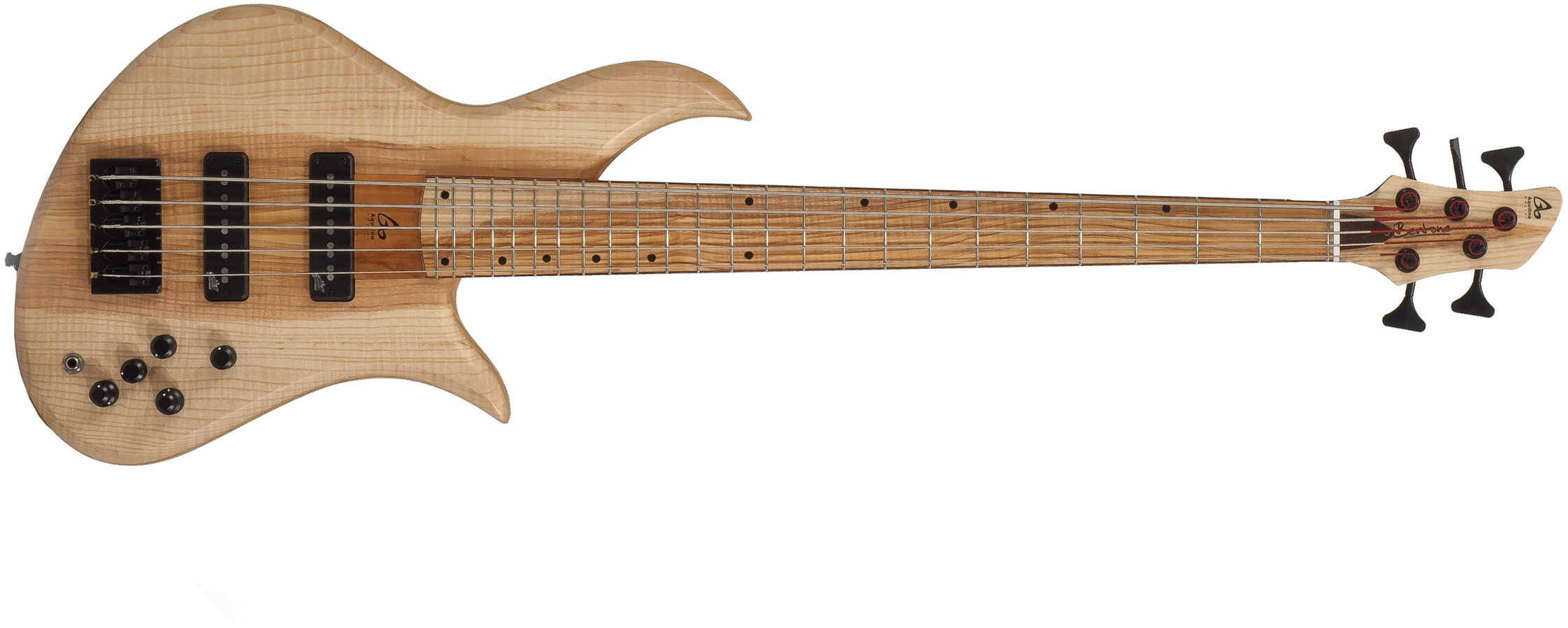 Aquilina Bertone 5 Custom Aulne/frene Active J.east Fre #021830 - Natural - Basse Électrique Solid Body - Main picture