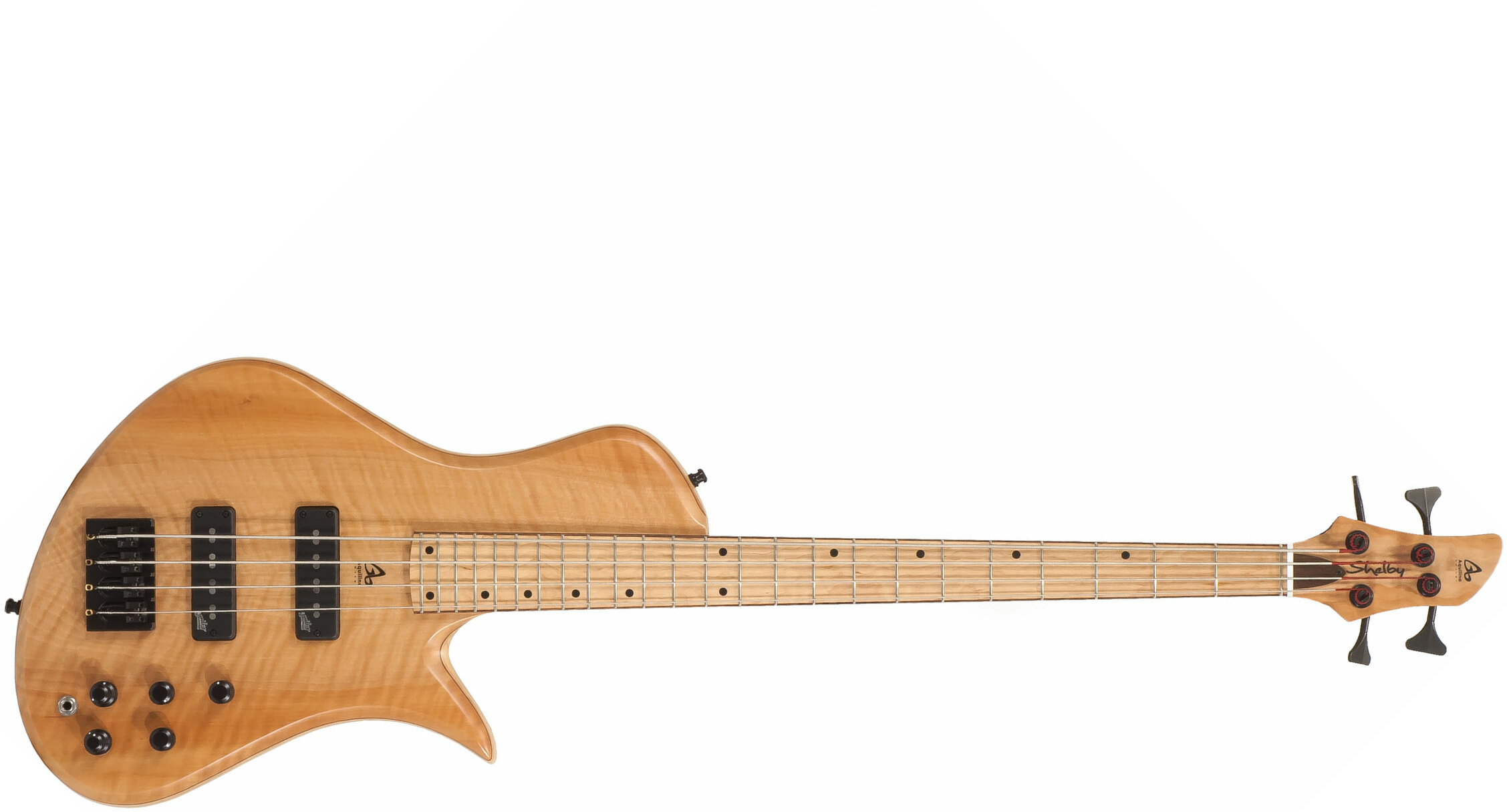 Aquilina Shelby 4 Custom Aulne/frene Active J.east Noi #01854 - Natural - Basse Électrique Solid Body - Main picture