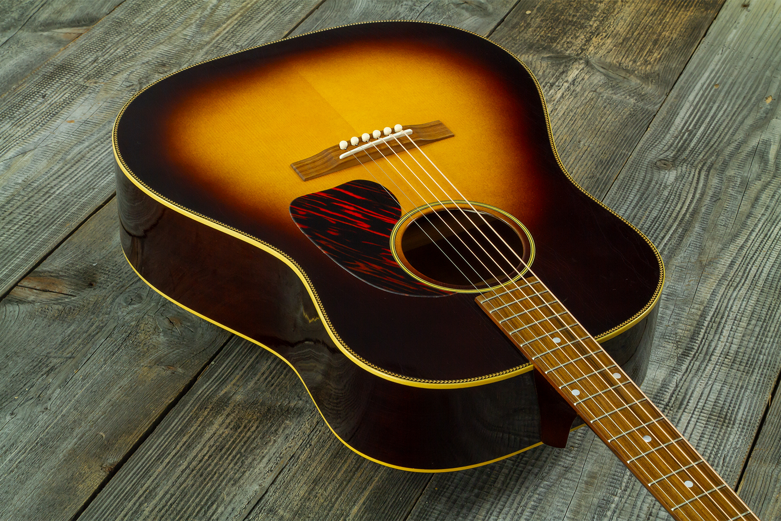 Atkin Custom Shop J43 Dreadnought Shsc Epicea Acajou Rw #4411 - Aged Sunburst - Guitare Folk - Variation 2