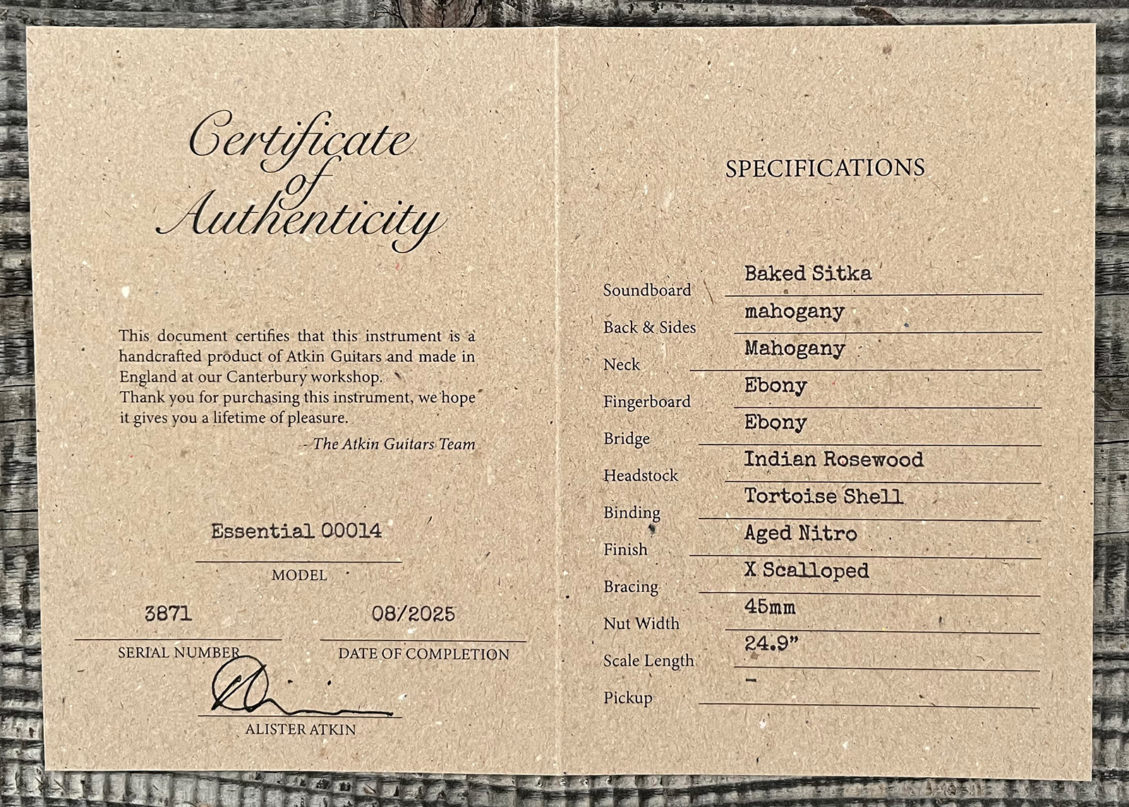 Atkin Essential 000 Shsc Epicea Acajou Eb #3871 - Aged Natural - Guitare Folk - Variation 13