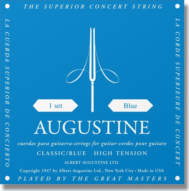 Augustine Classic Blue Tension Forte - jeu de 6 cordes Cordes guitare  classique nylon