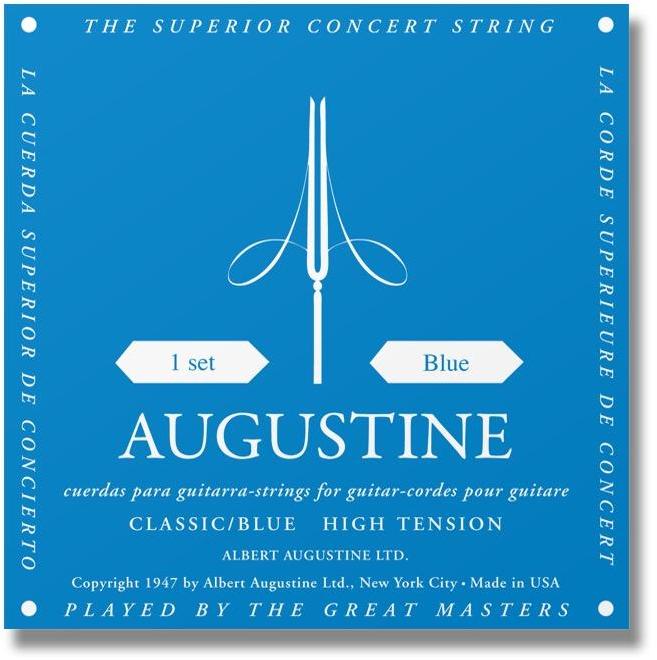 Cordes guitare classique nylon Augustine Classic Blue Tension Forte - Jeu de 6 cordes