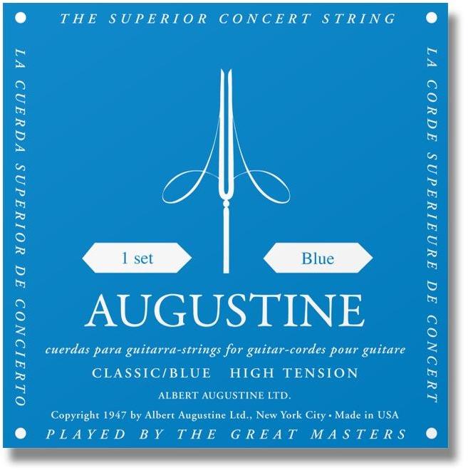 Cordes guitare classique nylon Augustine Classic Blue Tension Forte - Jeu de 6 cordes