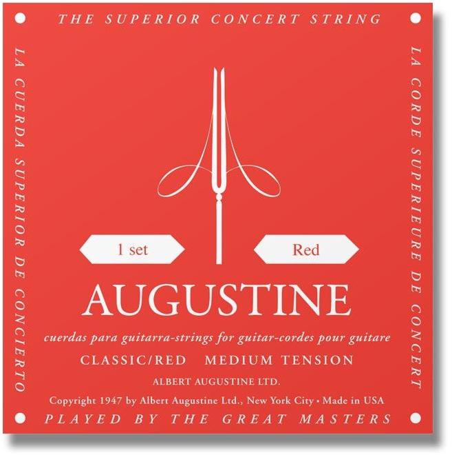 Cordes guitare classique nylon Augustine Classic Red Tension Normale - Jeu de 6 cordes