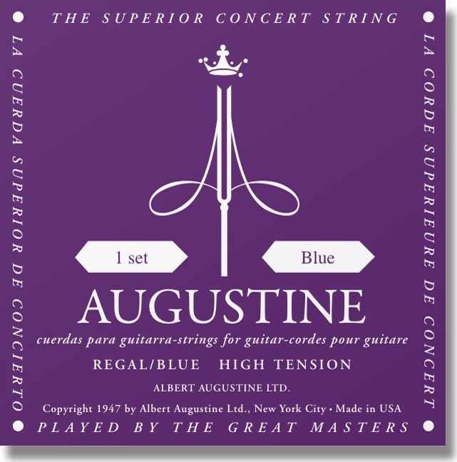 Augustine Jeu De 6 Cordes Regal Bleu Fort / Nylon Clair-file Argent - Cordes Guitare Classique Nylon - Main picture