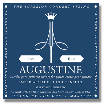 Cordes guitare classique nylon Augustine Imperial bleu tirant fort - jeu de 6 cordes