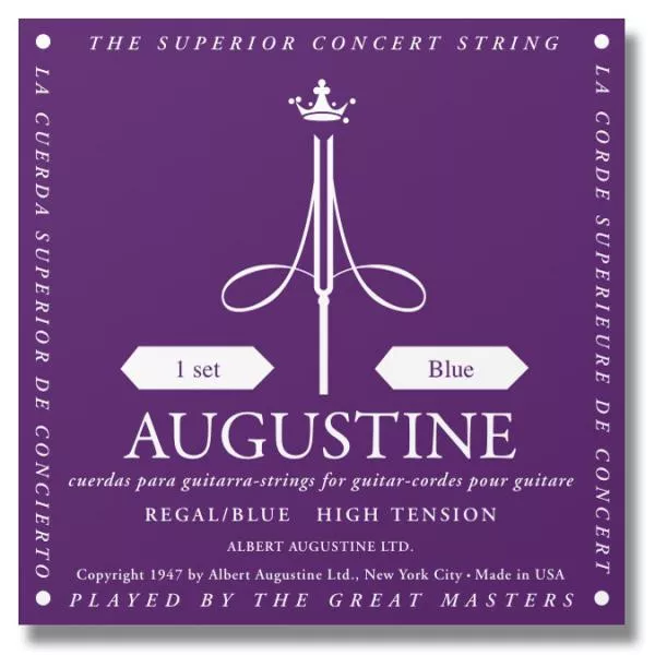 Cordes guitare classique nylon Augustine Regal Bleu Fort / Nylon Clair-File Argent - Jeu de 6 cordes