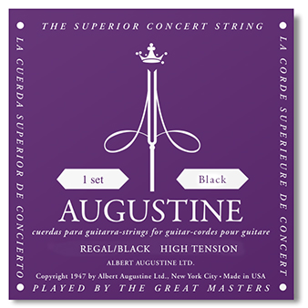 Cordes guitare classique nylon Augustine Regal Noire Faible / Nylon Clair-File Argent - jeu de 6 cordes