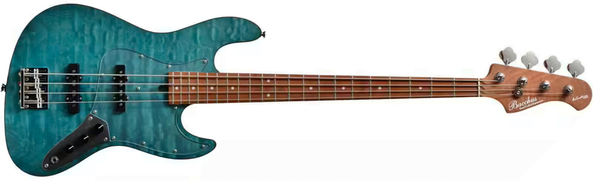 Bacchus Jt Wl4-qm Rsm/m Jap Tune Up Mn - Aqua Marine Blue Satin - Basse Électrique Solid Body - Main picture