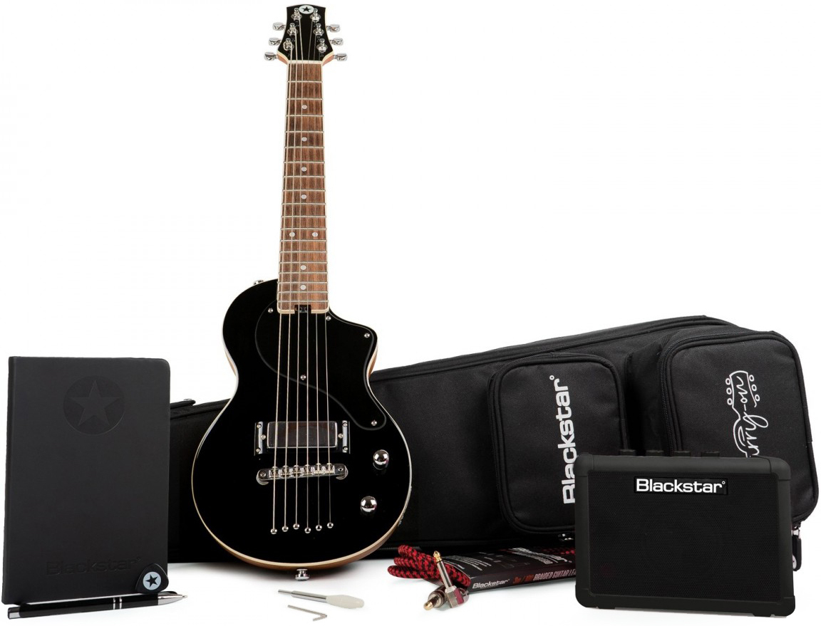 Blackstar Carry-on Travel Guitar Deluxe Pack +fly 3 Bluetooth +housse - Jet Black - Pack Guitare Électrique - Main picture