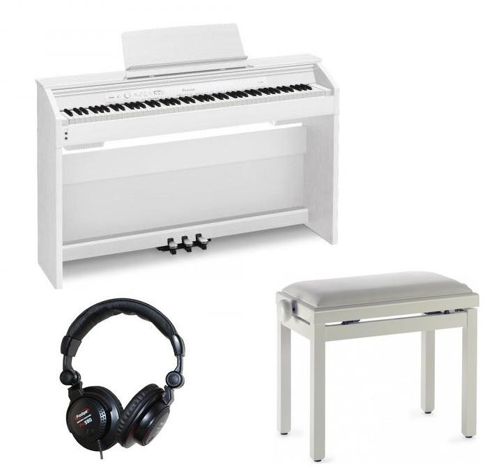Piano numérique meuble Casio PX-860WE + Banquette + Casque - Blanc