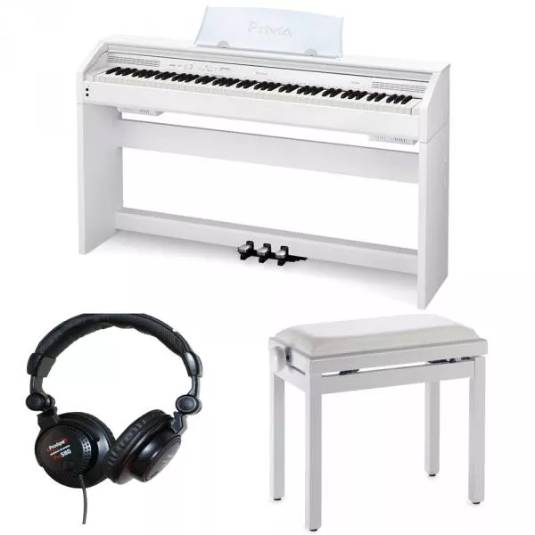 Piano numérique portable Casio PX-760WE Blanc + Banquette + Casque - Blanc