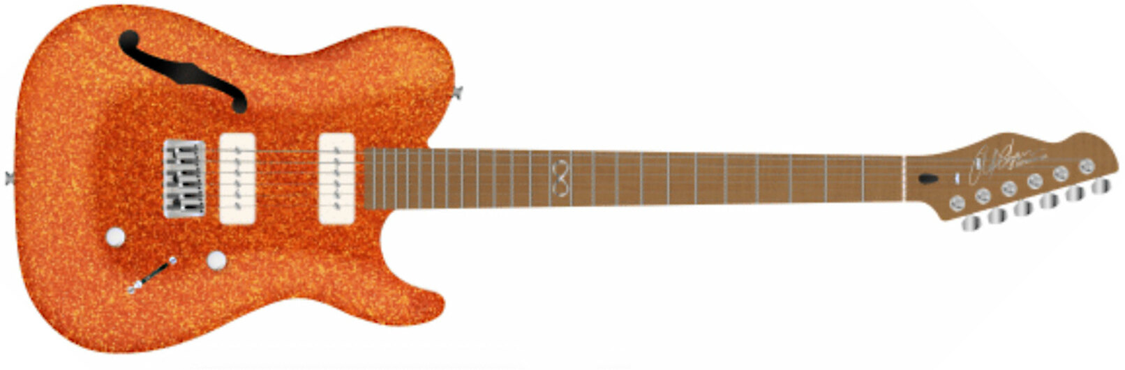 Chapman Guitars Ml3 Pro Traditional Semi-hollow 2p90 Seymour Duncan Ht Mn - Burnt Orange Sparkle - Guitare Électrique Forme Tel - Main picture