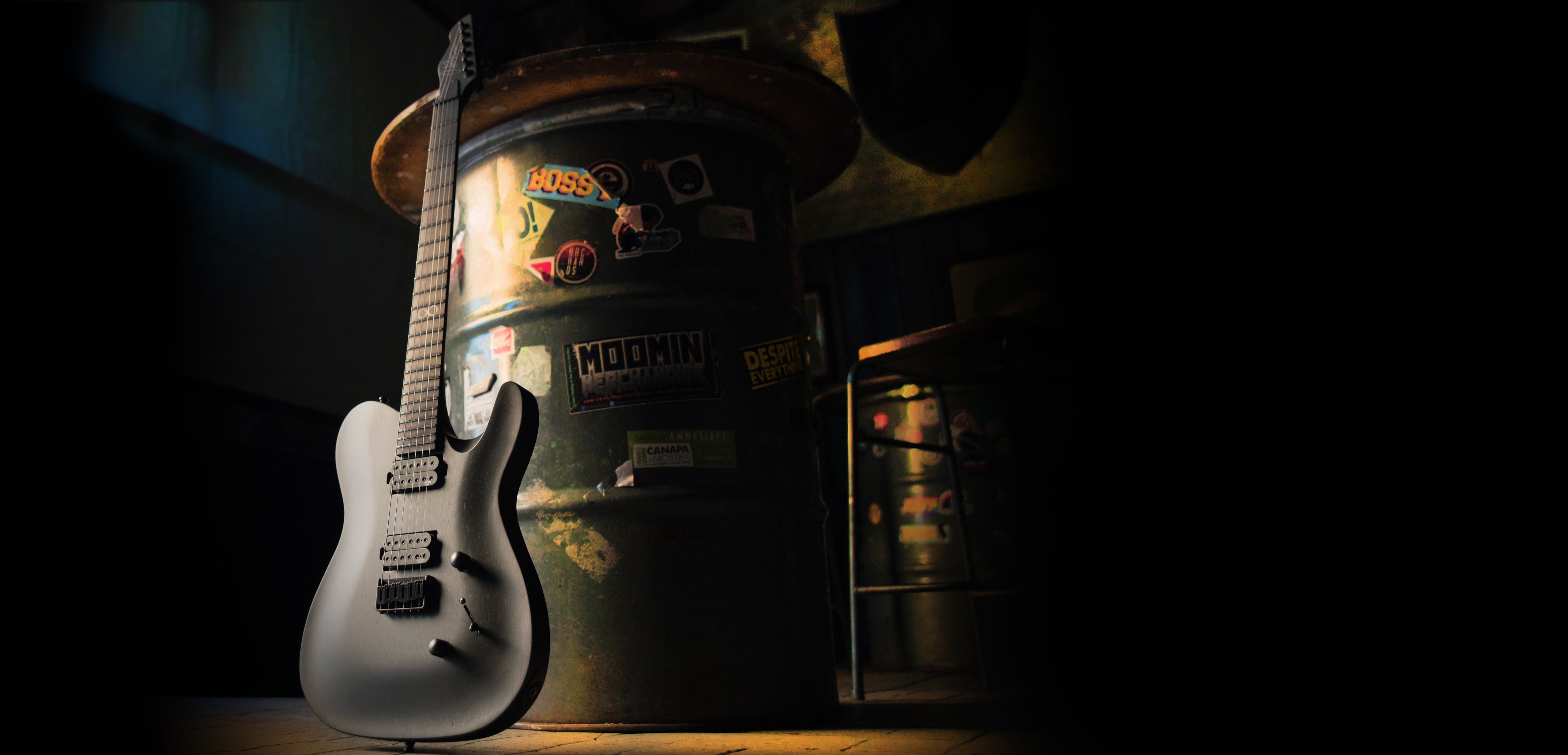 Chapman Guitars Ml3 Pro Modern V2 Hh Ht Eb - Lunar Satin - Guitare Électrique Forme Tel - Variation 4