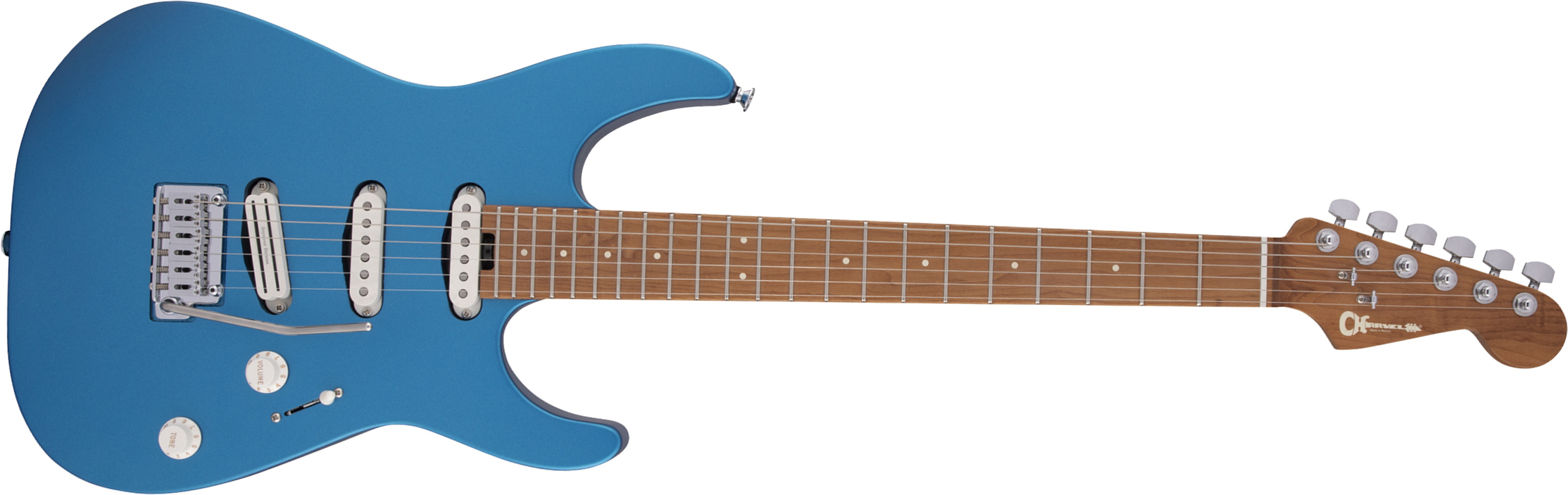 Charvel Dinky Dk22 Sss 2pt Cm Pro-mod 3s Seymour Duncan Mn - Electric Blue - Guitare Électrique MÉtal - Main picture