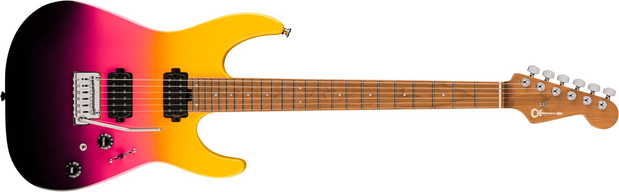 Charvel Dinky Dk24 Hh 2pt Cm Pro-mod 2h Seymour Duncan Trem Mn - Malibu Sunset - Guitare Électrique Forme Str - Main picture