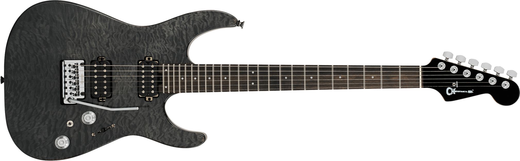 Charvel Dinky Dk24 Hh 2pt Eb Qm Pro-mod Plus 2h Seymour Duncan Trem Eb - Midnight Ocean - Guitare Électrique Forme Str - Main picture