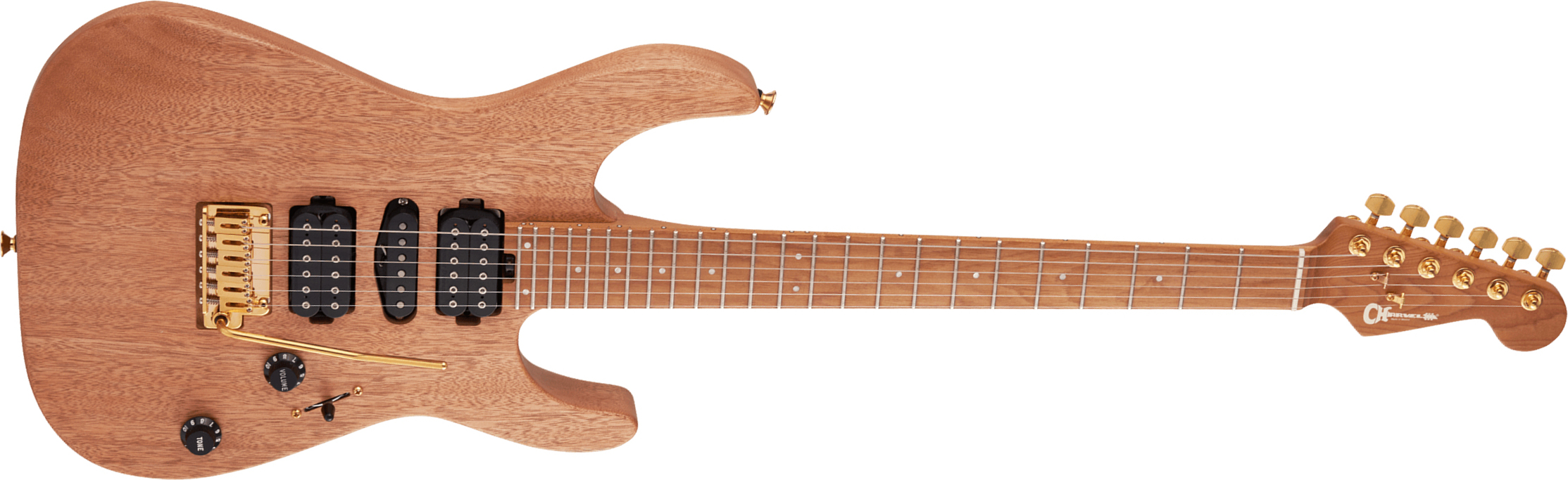 Charvel Dinky Dk24 Hsh 2pt Cm Mahogany Pro-mod Seymour Duncan Ht Mn - Natural - Guitare Électrique Forme Str - Main picture