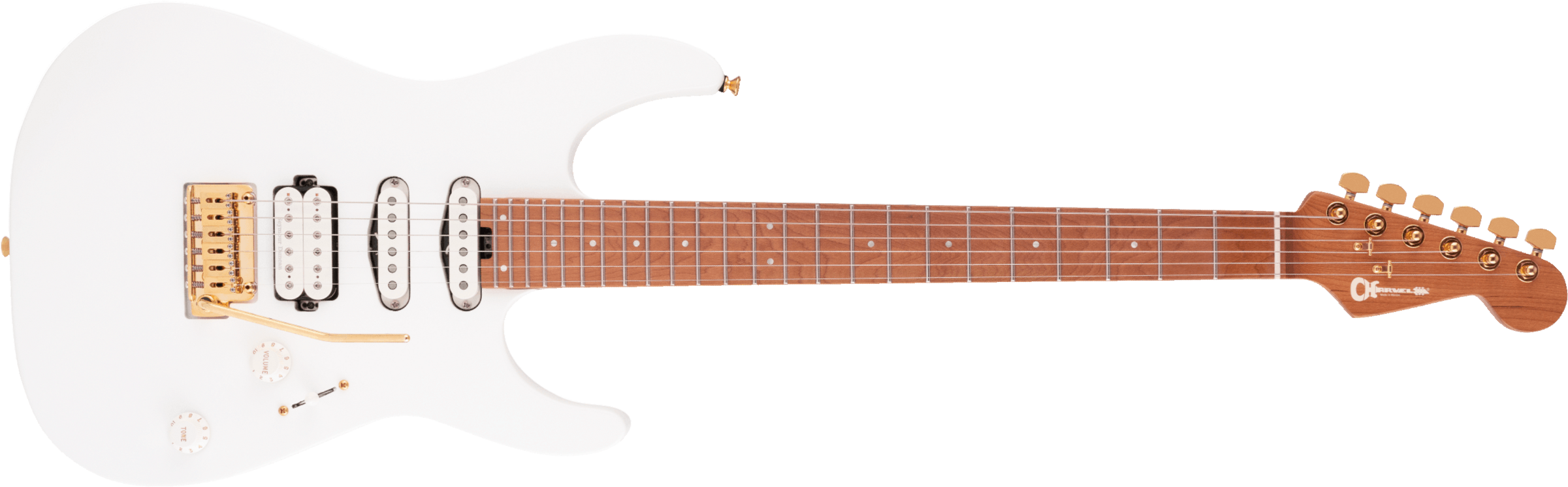 Charvel Dinky Dk24 Hss 2pt Cm Pro-mod Seymour Duncan Trem Mn - Snow White - Guitare Électrique Forme Str - Main picture