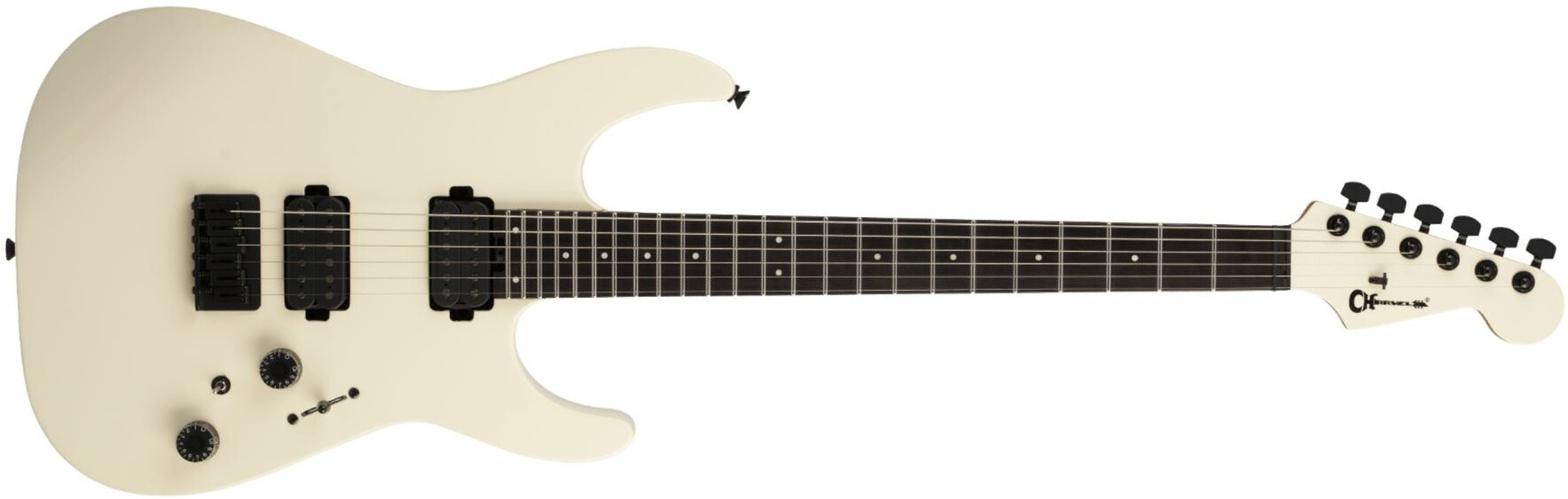 Charvel Dk24 Pro Mod Dinky Qm Plus Ht Hh Eb - Creme White - Guitare Électrique Forme Str - Main picture