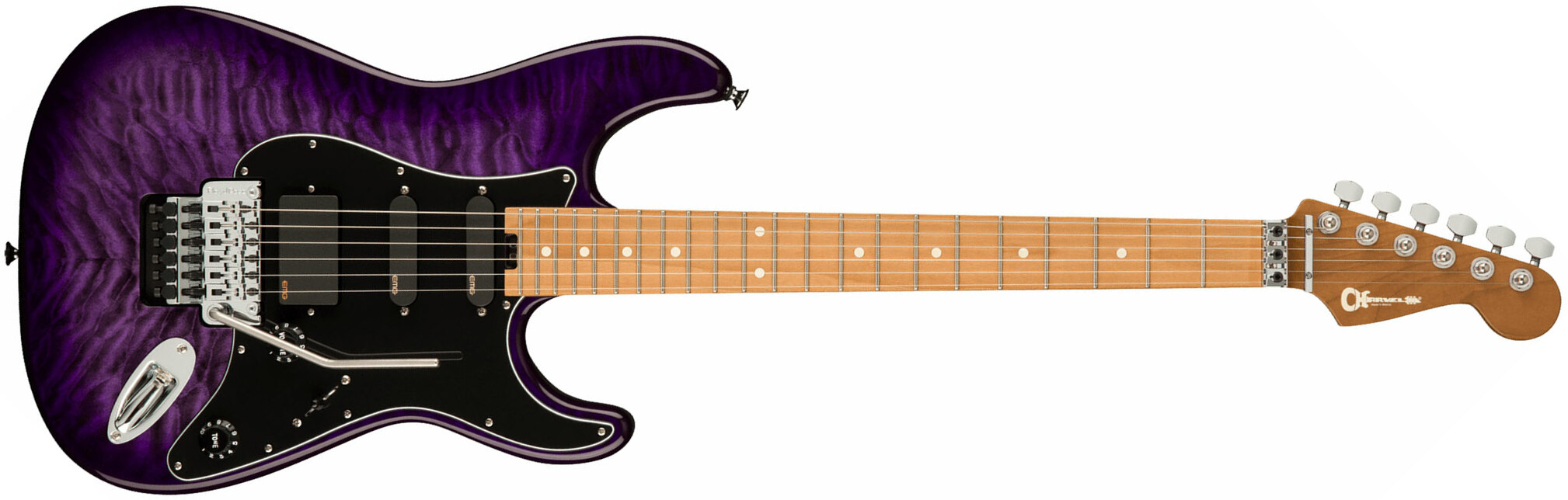 Charvel Marco Sfogli So Cal Style 1 Pro Mod Signature Hss Emg Fr Mn - Transparent Purple Burst - Guitare Électrique Signature - Main picture