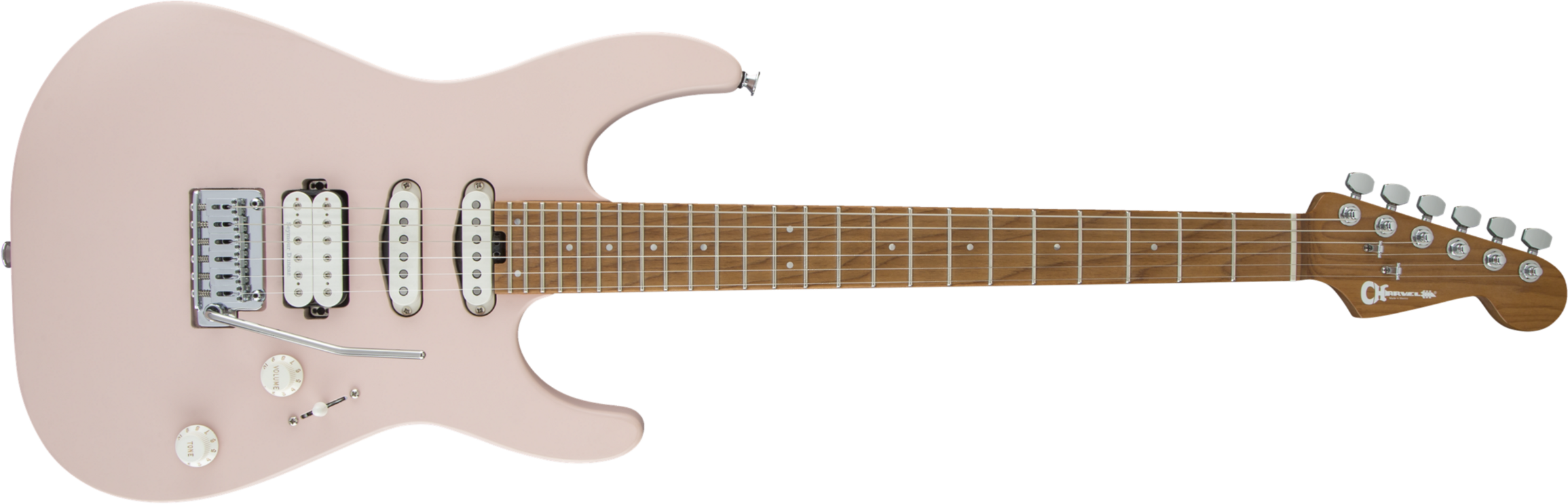 Charvel Pro-mod Dk24 Hss 2pt Cm Trem Mn - Satin Shell Pink - Guitare Électrique Forme Str - Main picture