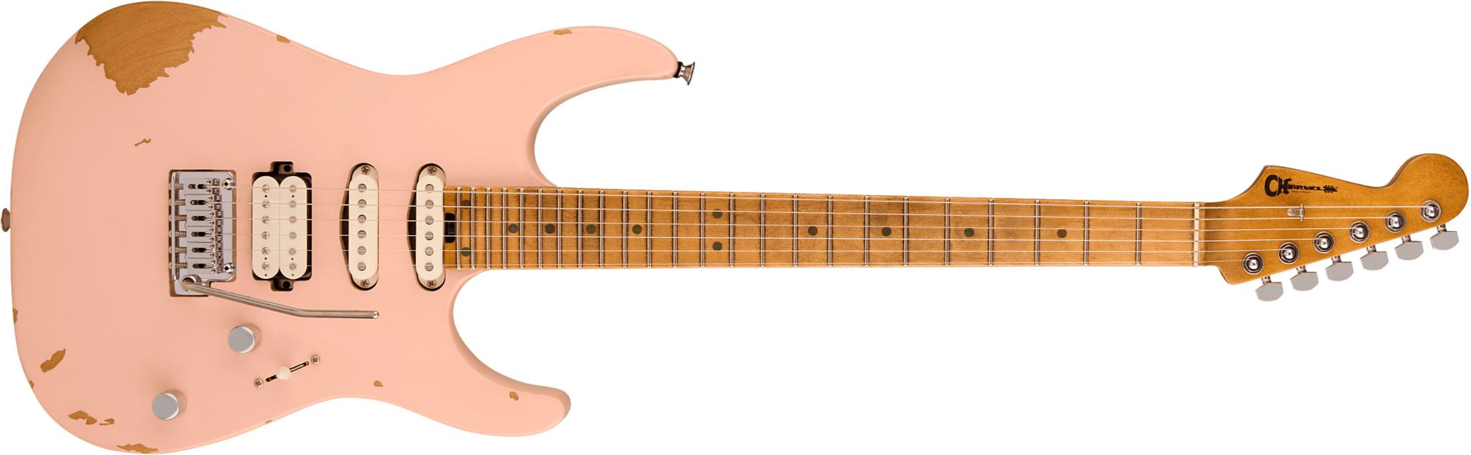 Charvel Rick Graham Dinky Dk24 2pt Cm Pro-mod Signature 2pt Hss Trem Mn - Worn Shell Pink - Guitare Électrique Forme Str - Main picture