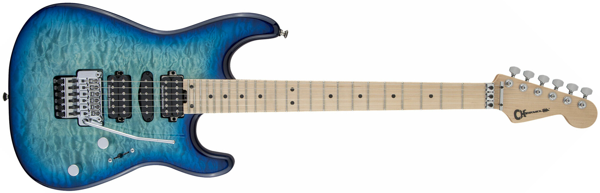 Charvel San Dimas Style 1 Hsh Qm Mj Jap Hsh Seymour Duncan Fr Mn - Caribbean Burst - Guitare Électrique Forme Str - Main picture