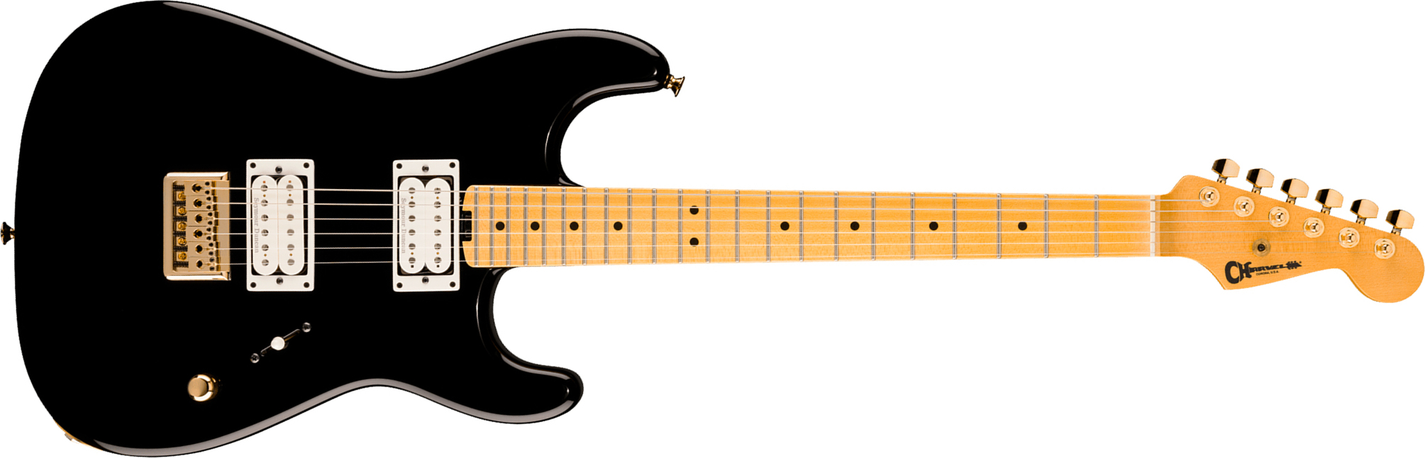 Charvel San Dimas Style 1 Sd1 Hh Ht American Neo Classic 2h Seymour Duncan Ht Mn - Gloss Black - Guitare Électrique Forme Str - Main picture