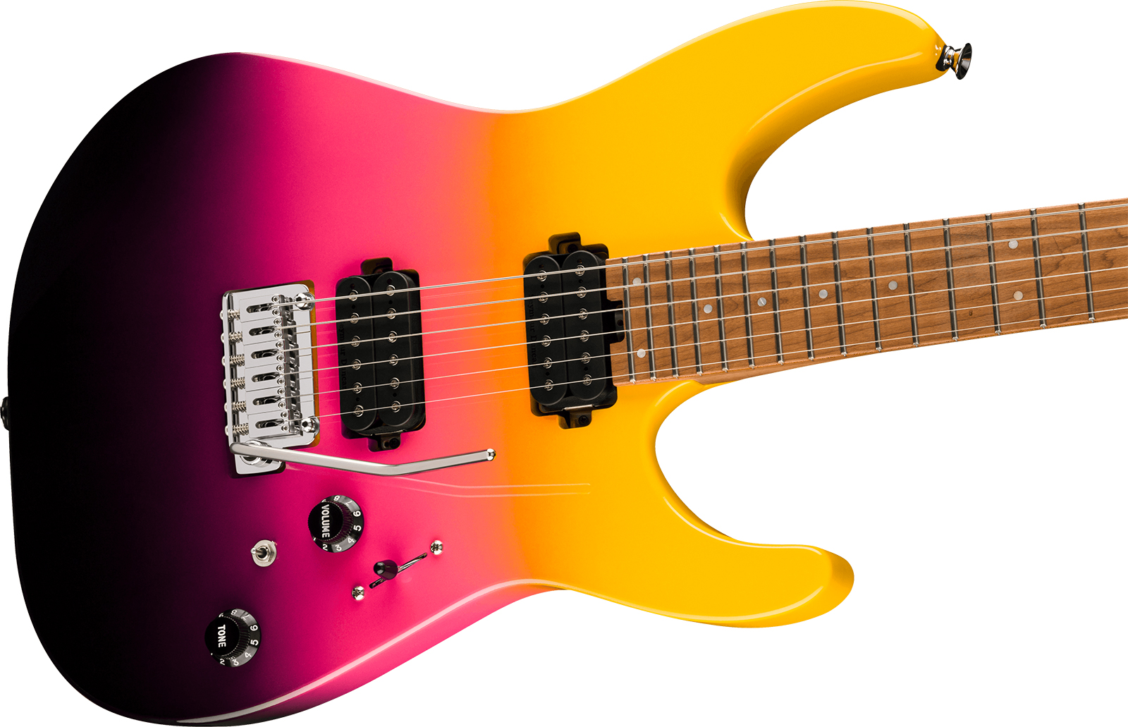 Charvel Dinky Dk24 Hh 2pt Cm Pro-mod 2h Seymour Duncan Trem Mn - Malibu Sunset - Guitare Électrique Forme Str - Variation 2