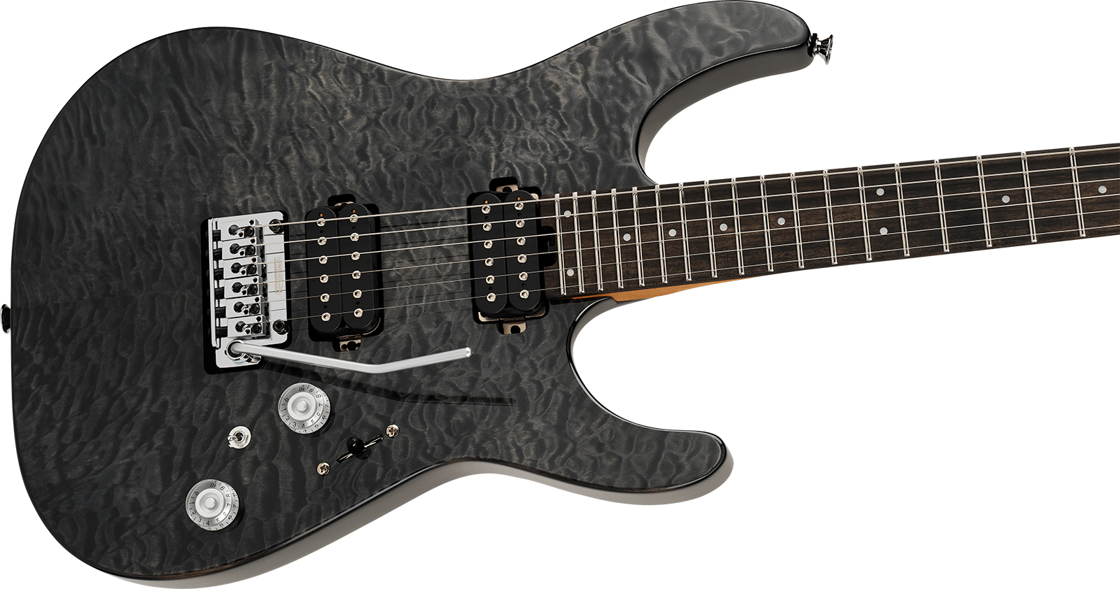 Charvel Dinky Dk24 Hh 2pt Eb Qm Pro-mod Plus 2h Seymour Duncan Trem Eb - Midnight Ocean - Guitare Électrique Forme Str - Variation 2