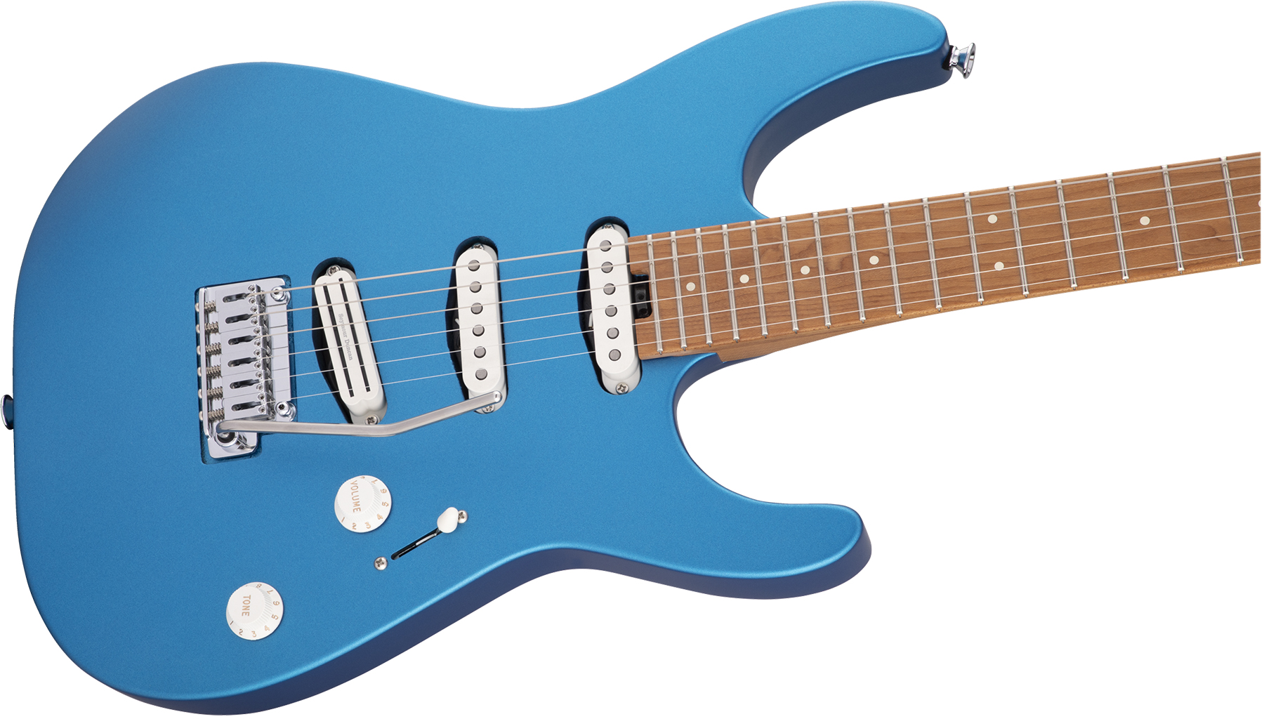 Charvel Dinky Dk22 Sss 2pt Cm Pro-mod 3s Seymour Duncan Mn - Electric Blue - Guitare Électrique MÉtal - Variation 2