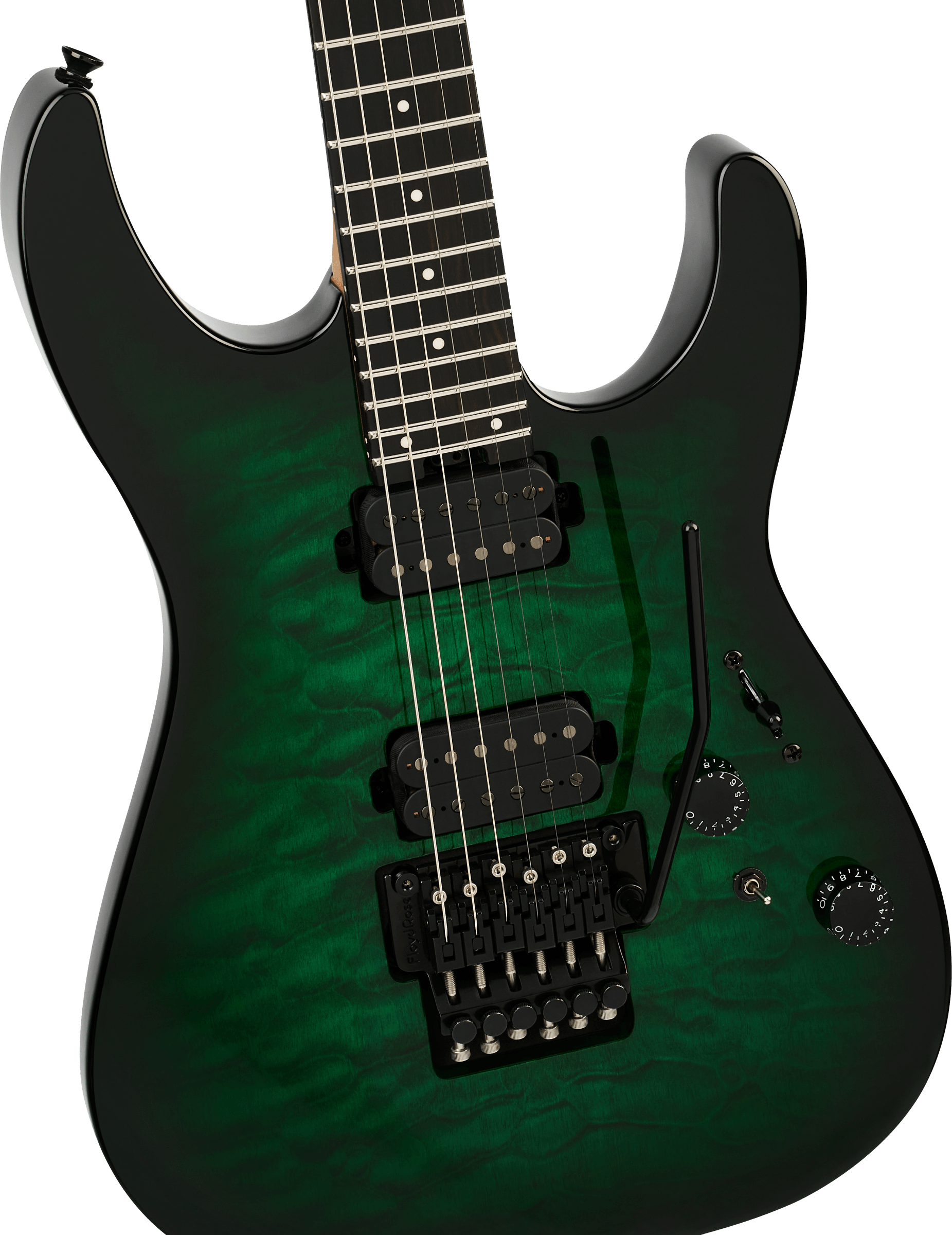 Charvel Dk24 Pro Mod Dinky Qm Plus Hh Fr Eb - Cloaked Emerald Green - Guitare Électrique Forme Str - Variation 2