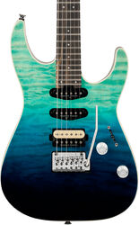 Guitare électrique forme str Charvel Pro-Mod Plus Dinky DK24 HSS 2PT EB QM - Blue Curacao