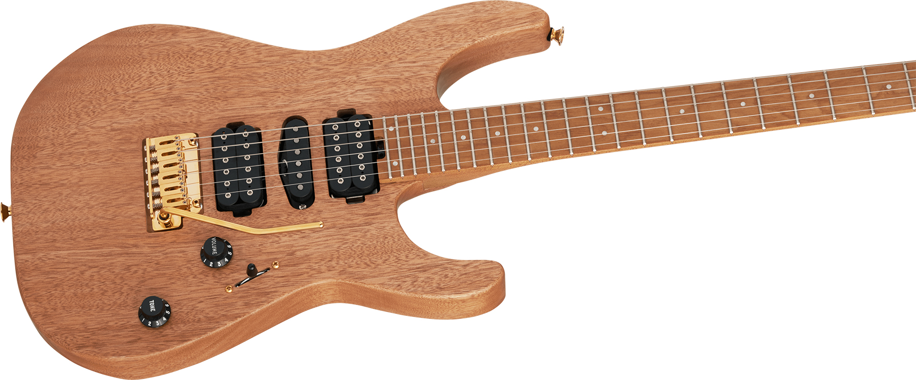 Charvel Dinky Dk24 Hsh 2pt Cm Mahogany Pro-mod Seymour Duncan Ht Mn - Natural - Guitare Électrique Forme Str - Variation 2