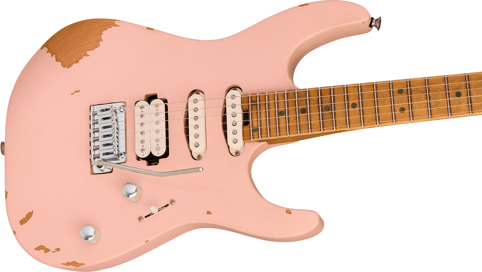 Charvel Rick Graham Dinky Dk24 2pt Cm Pro-mod Signature 2pt Hss Trem Mn - Worn Shell Pink - Guitare Électrique Forme Str - Variation 2