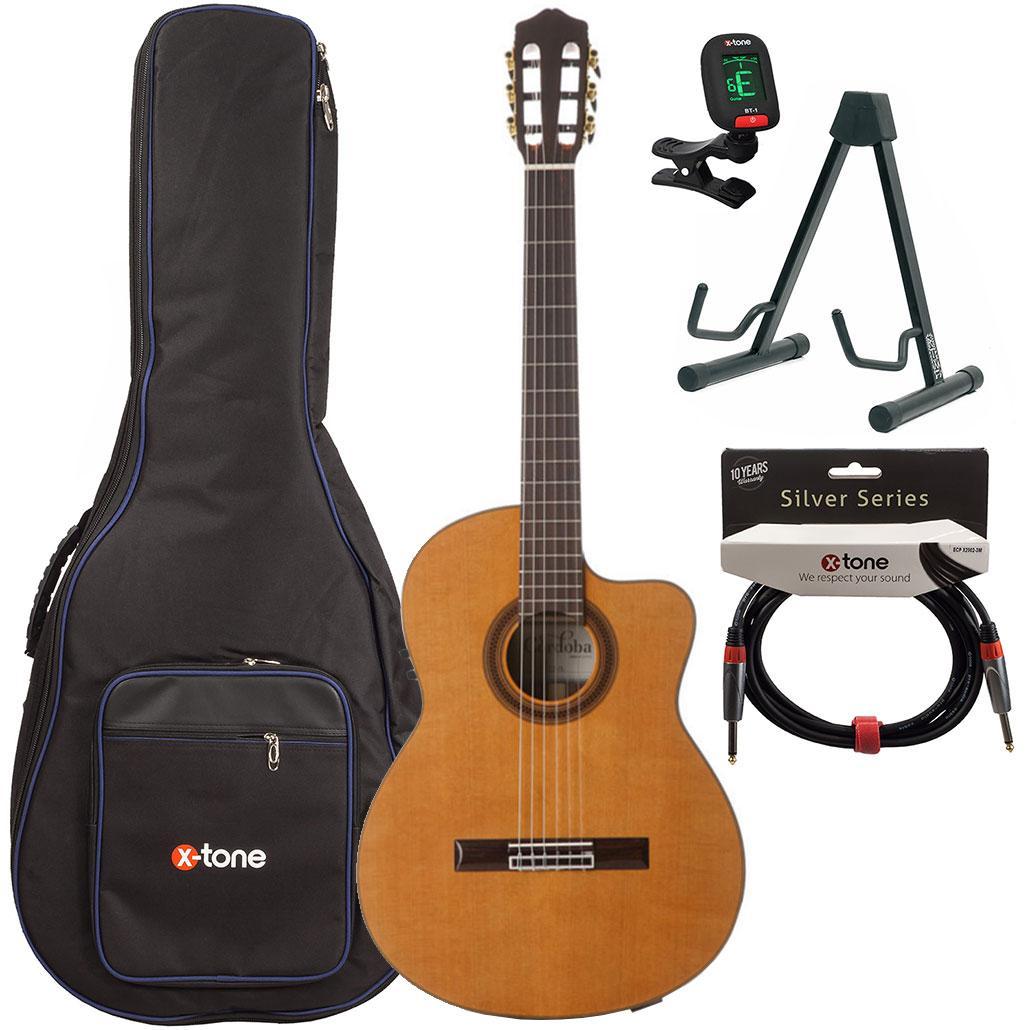 Pack guitare classique Cordoba Iberia C7-CE CD + housse + stand + accordeur + jack - Natural