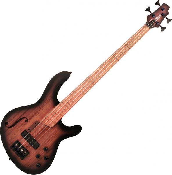 Cort B4FL MHPZ Piezo trans black burst satin Semi hollow body electric bass