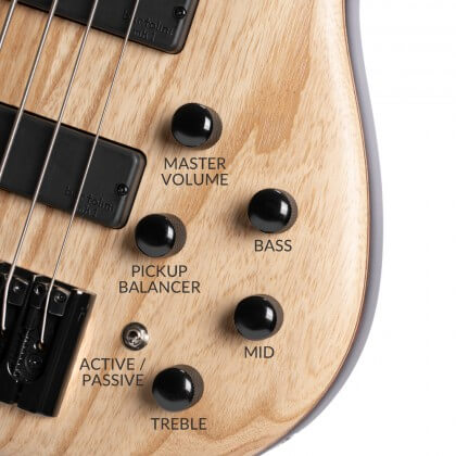 Cort B5 Element Artisan 5c Active Bartolini Mn - Open Pore Natural - Basse Électrique Solid Body - Variation 5