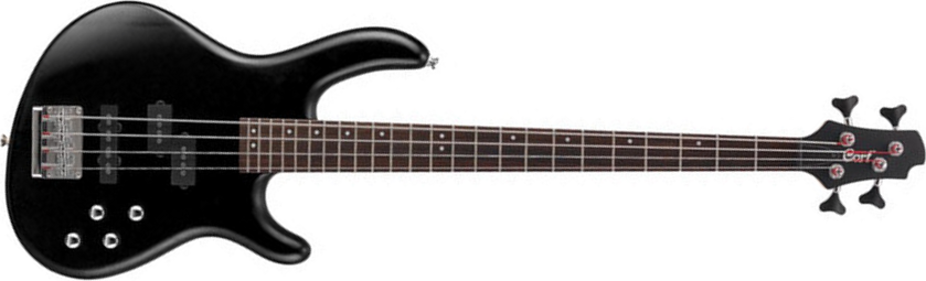 Cort Act5p - Gloss Black - Basse Électrique Solid Body - Main picture