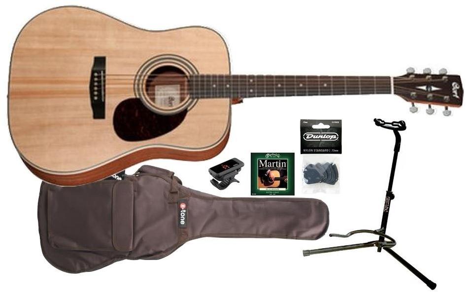 Pack guitare acoustique Cort Earth 70 + Accessoires - Natural satin
