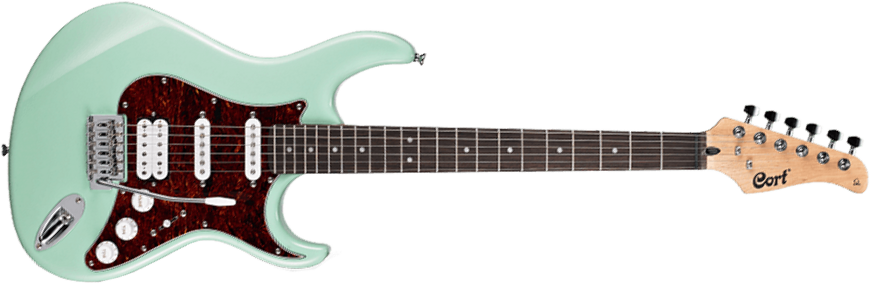 Cort G110 Cgn Tortoise Pickguard Hss Trem - Caribbean Green - Guitare Électrique Forme Str - Main picture