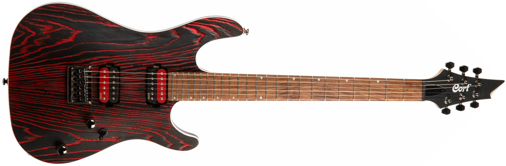 Cort Kx300 Ebr Hh Emg Ht Jat - Etched Black Red - Guitare Électrique Forme Str - Main picture