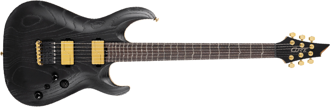 Cort Kx700tt True Temperament 2h Fishman Fluence Modern Ht Eb - Open Pore Black (gold Hardware) - Guitare Électrique Multi-scale - Main picture
