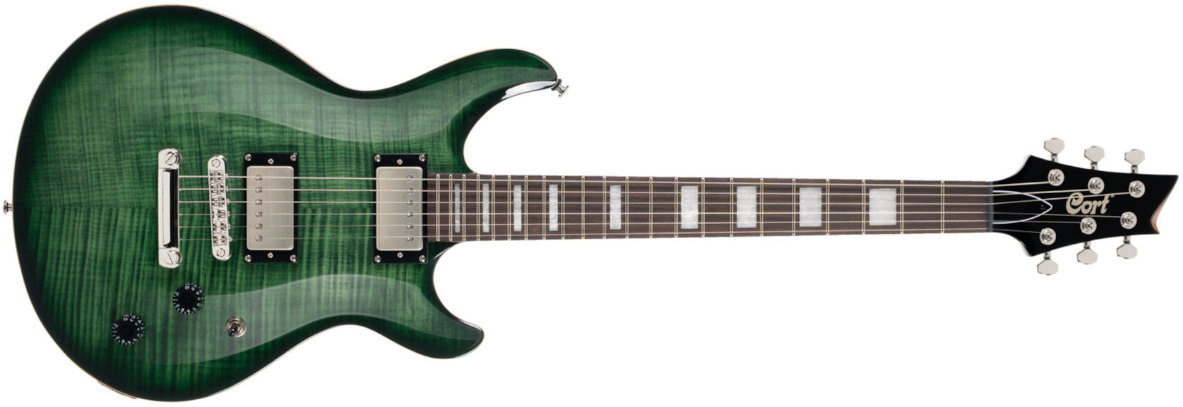 Cort M600tgb  Hh Ht Rw - Trans Green Burst - Guitare Électrique Double Cut - Main picture
